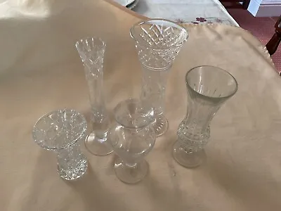 Buy Five Assorted Small Glass Vases,excellent Condition. • 4£