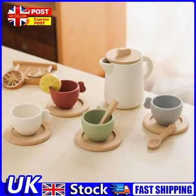 Buy 9pcs/10pcs Pretend Play Tea Set Role Play Wooden Tea Set For Kids (9pcs) UK • 12.09£