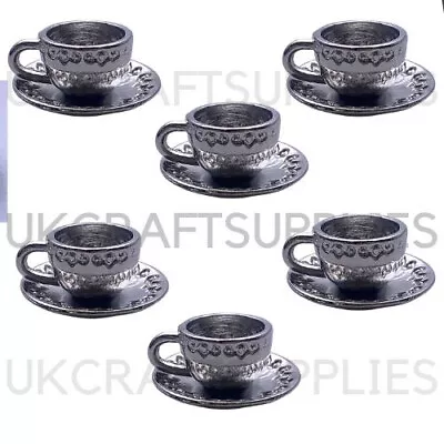 Buy 10 Pcs Tibetan Silver Tea Cup And Saucer Charms Jewellery Craft Cafe Teacup J280 • 2.29£