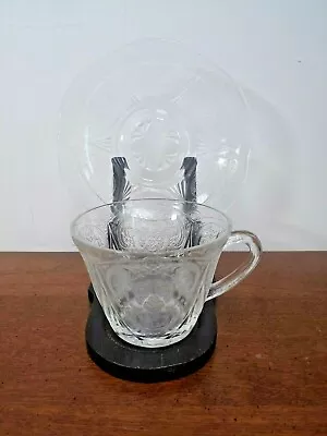 Buy Royal Lace Clear Depression Glass Cup & Saucer Set • 6.16£