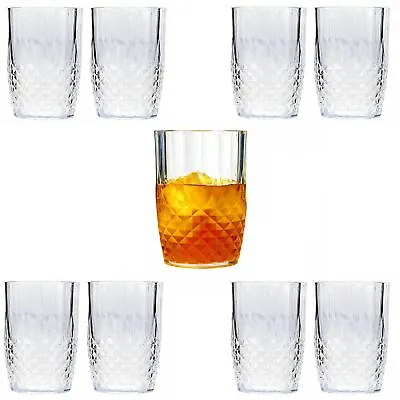 Buy 6 X VINTAGE CLEAR CRYSTAL EFFECT PLASTIC GLASSES DRINKING PICNIC GARDEN ACRYLIC • 11.95£