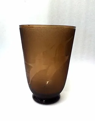 Buy French  Cameo  Art  Deco  Brown  Glass  Vase  Bowl  With  Birds • 25£