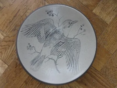 Buy Vintage Purbeck Pottery Stoneware Shallow Bowl/ Dish - Bird Design • 9.99£