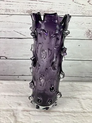 Buy Vintage Thorn Vase Purple Glass Brutalist Large 13  Tall • 149.99£