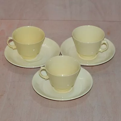 Buy Woods Ware Jasmine Yellow Tea Cups And Saucers Vintage Utility • 16£