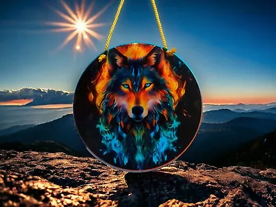 Buy 15cm Wolf Spirit Acrylic Stained Glass Window Suncatcher Lightcatcher Gift Ideas • 7.49£