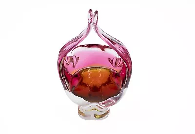 Buy Chribska Glass Basket Bowl  Czech Bohemian Art Glass Bowl 20.5 Cm (8 ) • 22£