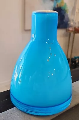 Buy Vintage Mid Century Holmegaar Per Lutken Blue Opal 7  Vase (9b) • 57.45£
