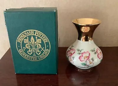 Buy Vintage Prinknash Pottery Gold Decorated Ceramic Ware Small Vase With Box • 20£