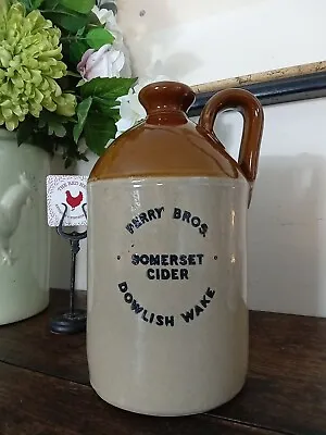 Buy Vintage Cream And Brown Perry Bros Salt Glazed Stoneware Somerset Cider Flagon • 25£