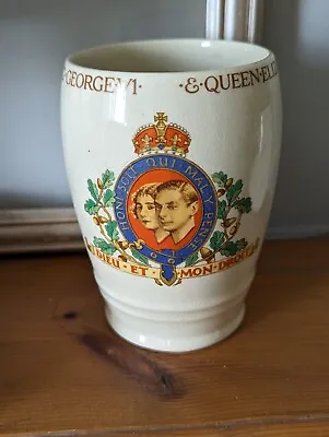 Buy CORONATION OF KING GEORGE VI & QUEEN ELIZABETH Beaker Cup Vase MAY 1937 VINTAGE • 10£