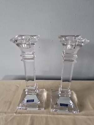 Buy Pair Marquis Waterford Treviso 8” Crystal Pillar Candlesticks Candle Holders • 28£