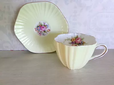 Buy EB FOLEY Pale Yellow Cup & Saucer Flower Pattern Bone China England #1850 Teacup • 11.37£