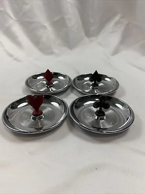 Buy Set Of 4 Playing Card Suit Dishes Candy Snacks Silver Tone Ironware Bar Cocktail • 14.86£