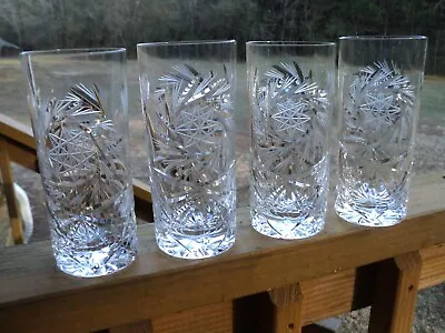 Buy Gorgeous- KUSAK?  CUT GLASS Crystal Berlin Pinwheel High Ball Glass  6  Set Of 4 • 61.64£