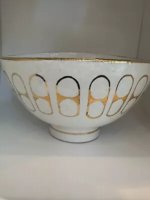 Buy Beautiful Mid-Century BITOSSI?Ceramic White & Gold Footed Bowl Made In Italy • 80.74£