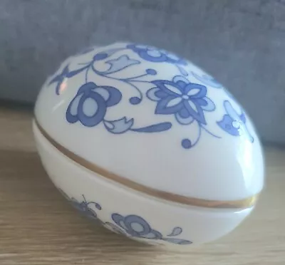 Buy Rare Minton Vintage White & Blue Floral Design Egg Trinket • 5£