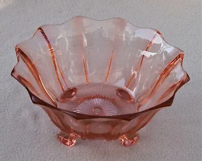 Buy Antique Art Deco Sowerby Pink Glass Centrepiece Fruit Footed Bowl • 12£