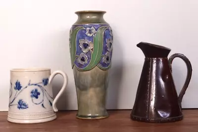 Buy THREE X Doulton Lambeth Arts & Crafts Ware & Art Nouveau Vase • 74.99£