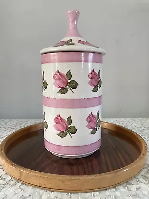 Buy Vintage Arthur Wood Pink Rose Storage Pot And Lid *please Read Description* • 14£