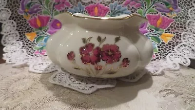 Buy Zsolnay Vase Cachepot Bowl 1960+ Hand Painted Schlittne Flowers Pink W/Gold HTF • 55.95£