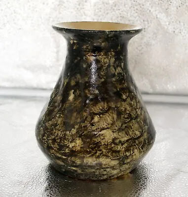 Buy Vintage Mid Century Studio Pottery Vase Signed Black & Grey Brutalist Design • 25£