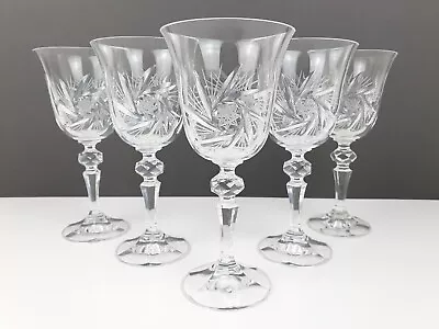 Buy 5 X Bohemia Czech  Pinwheel Symphony Crystal Glasses Vintage • 58.99£