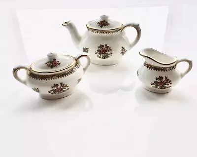 Buy Coalport Ming Rose Miniature Teapot, Cream Jug And Sugar Bowl - Miniature Set • 19.99£