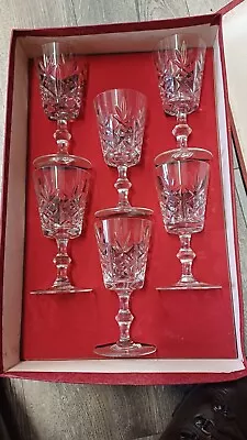 Buy 6 X Jones Lead Crystal  Wine Glasses Goblet. Vintage  • 25£