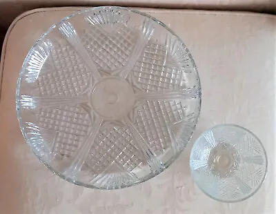 Buy Clear Glass Round 2 Piece Flat Serving Plate/ Cake Plate 29cms Dia. • 10£