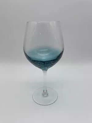 Buy Pier 1 Balloon TEAL Aqua Blue CRACKLE Wine Glasses Goblet Water/Red Wine Glass • 21.69£
