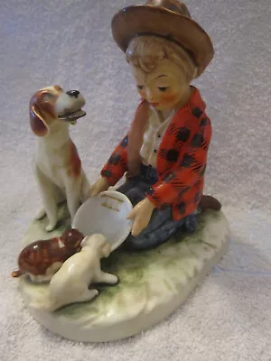 Buy Vintage Goebel, Norman Rockwell, Figurine. Boy, Dog, Pups. Rock 203 1961 • 12£