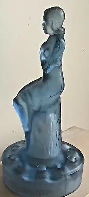 Buy Art Deco Frosted Blue Glass Seated Lady By Sowerby • 45£