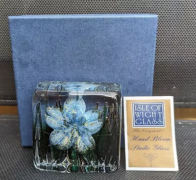 Buy Isle Of Wight Studio Glass Timothy Harris Signed Flower Block. Boxed • 60£