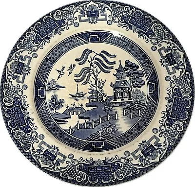 Buy English Ironstone Tableware, Old Willow, Willow Pattern, Blue Dinner Plate #MCB • 15.99£