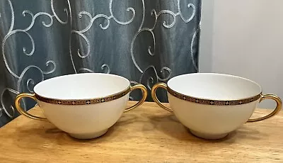 Buy 2 Gold Double Handled Tea Cups Made By Thomas Bavaria 596 (Mark Used 1908-1939) • 24.12£