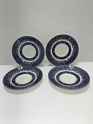 Buy 4 Vintage 1950s Blue Willow China 5.5Inch Saucers Made In England Churchill • 9.24£