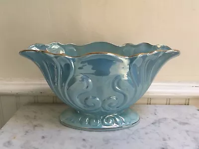 Buy Vintage Mantle Vase Planter Blue Lusterware • 19.50£