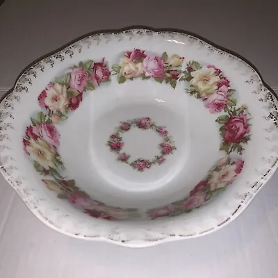 Buy PK Silesia Germany Hand Painted Serving Bowl Gorgeous Roses Peach Border 9.5” • 15.17£