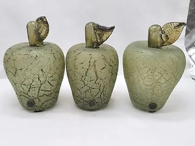 Buy Rare Billy Moon Glass Apples 7 Inch Green Crackle Set Of 3 Made In Mexico  • 122.84£