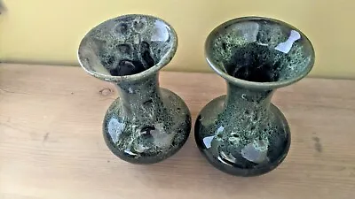Buy Fosters Studio Pottery Cornwall Pair Green Vases  Honeycomb • 40£