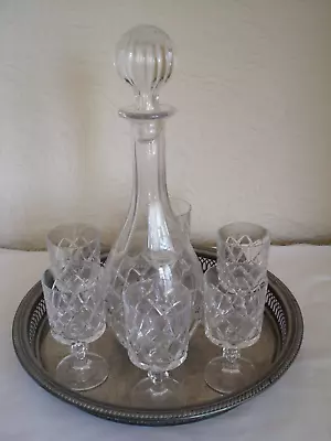 Buy Vintage Six Glass Decanter Set & Silver Plated Tray Whisky Brandy VGC Quick Post • 29.99£