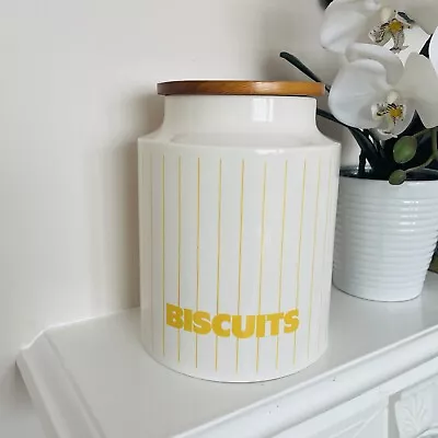Buy Vintage HORNSEA Yellow Stripe BISCUITS Storage Jar Made In England • 24.98£