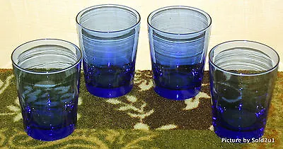 Buy Libbey Cobalt Blue Glasses 4 Doubled Oldfasioned 6 Tall Tumblers EXC • 33.62£