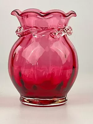 Buy Pretty Victorian Cranberry Glass Posy Vase , Excellent Colour And Condition • 25£