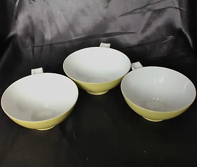 Buy Thomas (Rosenthal) Olive Green Finlandia Range Porcelain 3 X Handled Soup Bowls • 24.50£