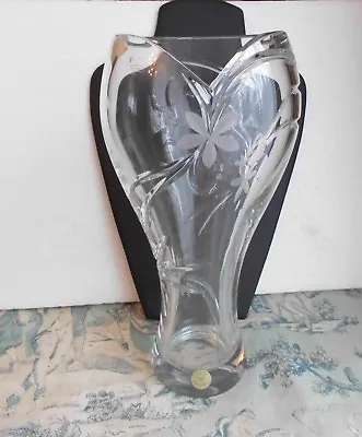 Buy Xavier 24% Pbo Hand Cut Czech Crystal V Cut Rim Vase 12ins High Heavy 2.8kg • 49£