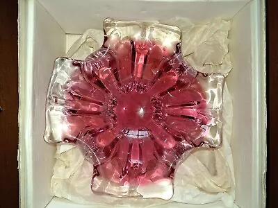 Buy BOXED CHRIBSKA GLASS  BOWL JOZEF HOSPODKA 60's CZECH Cranberry/amethyst 16cm • 20£