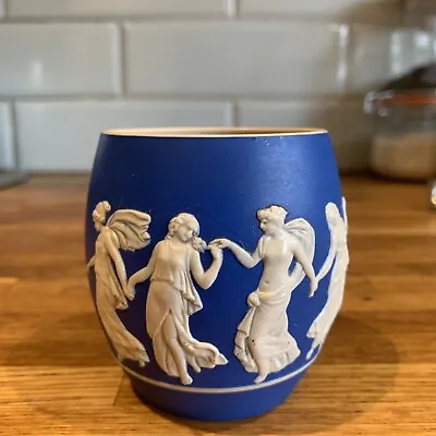 Buy Antique Copeland Spode Blue Jasper Ware Small Vase - Applied Dancers • 16£