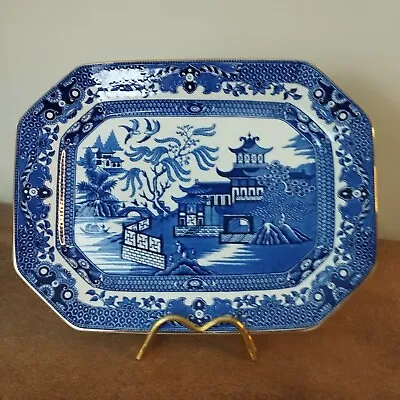 Buy Antique Burleigh Ware, Burgess & Leigh, Old Blue Willow, Serving Platter 22x29cm • 19.95£